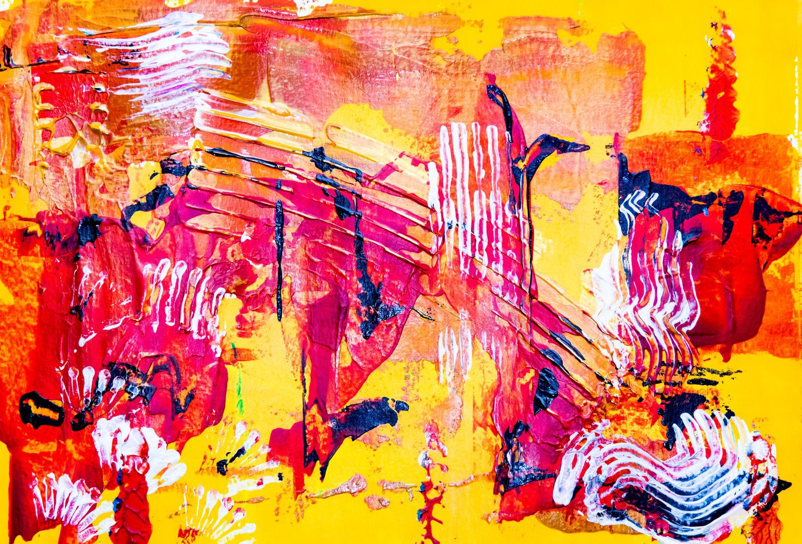 yellow and red abstract painting